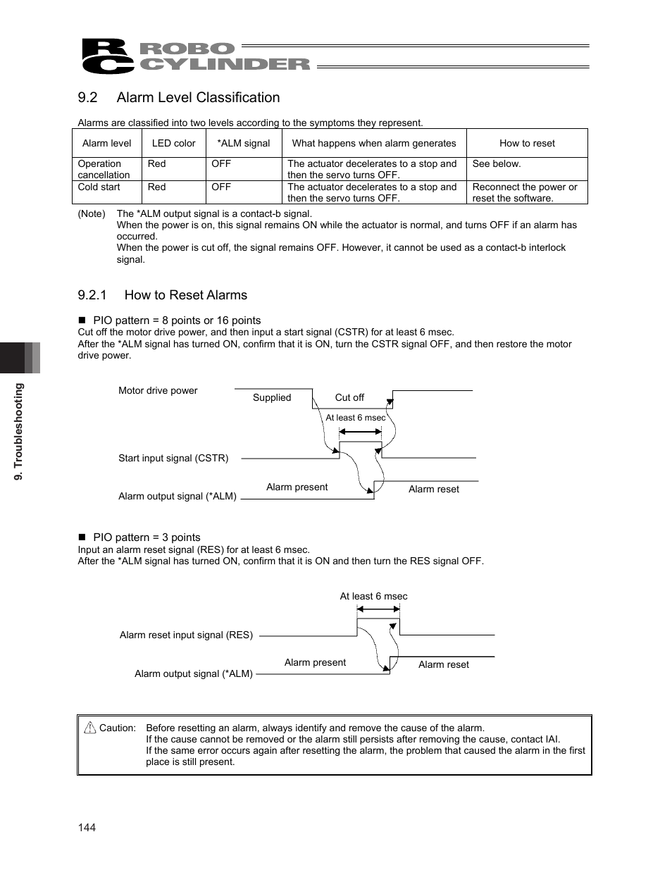 2 alarm level classification, 1 how to reset alarms | IAI America ERC2 User Manual | Page 158 / 188