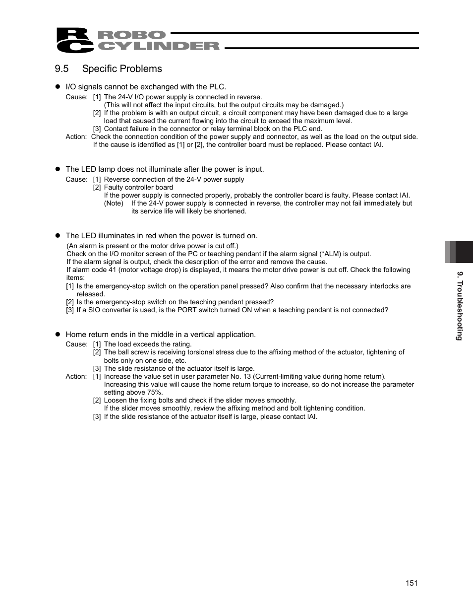 5 specific problems | IAI America ERC2 User Manual | Page 165 / 188