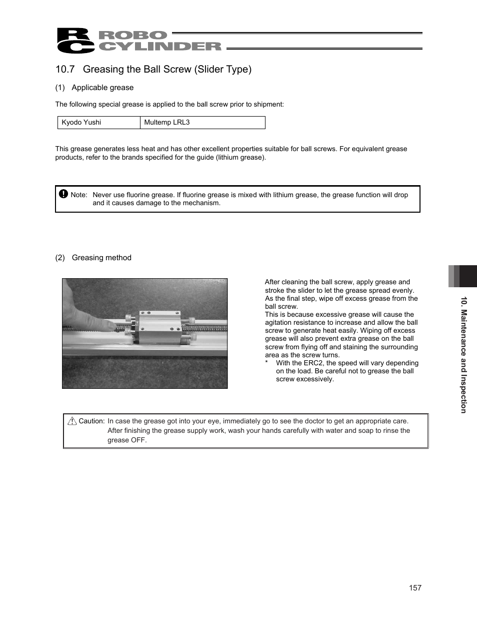 7 greasing the ball screw (slider type) | IAI America ERC2 User Manual | Page 171 / 188