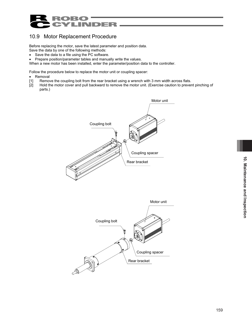9 motor replacement procedure | IAI America ERC2 User Manual | Page 173 / 188