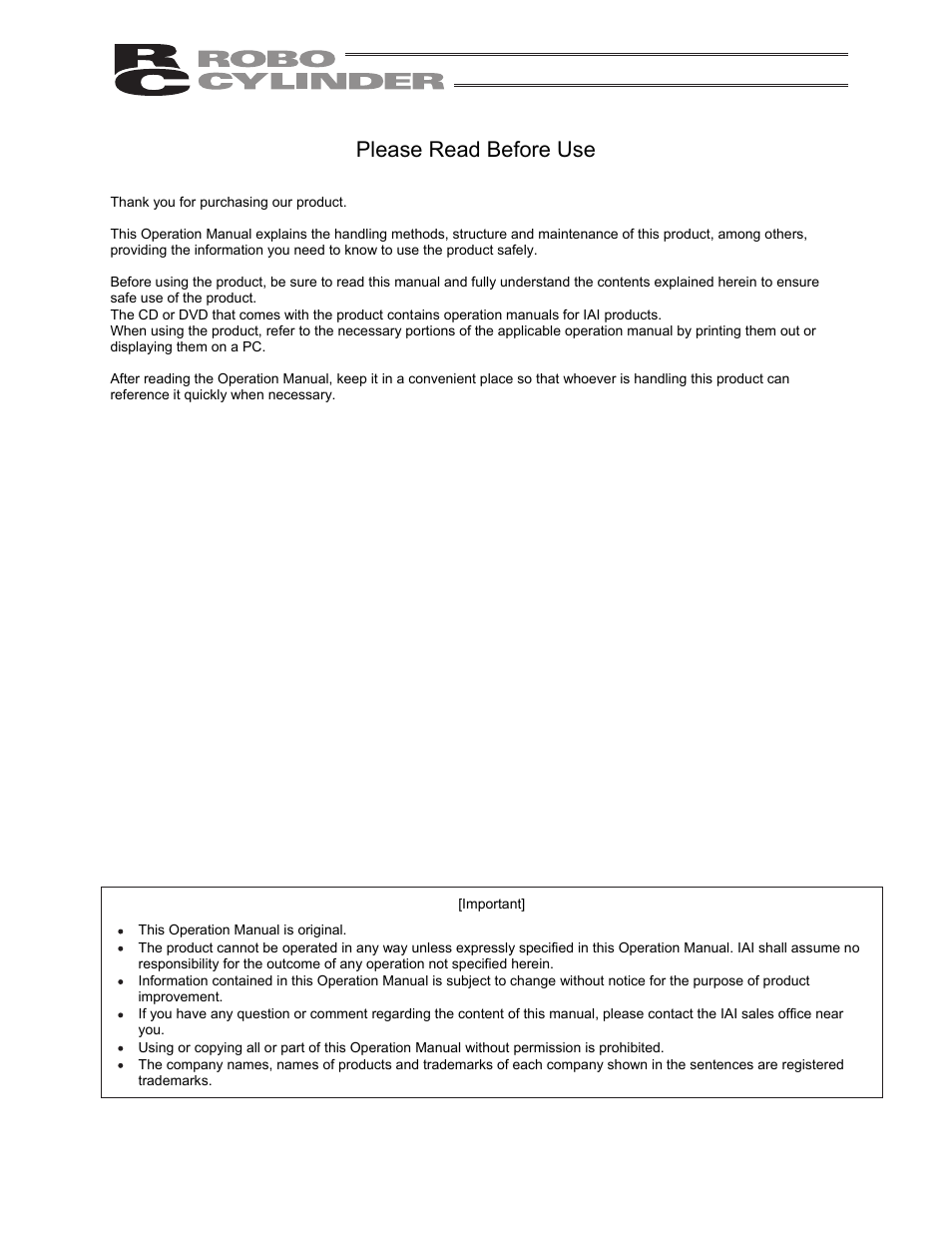 Please read before use | IAI America ERC2 User Manual | Page 3 / 188