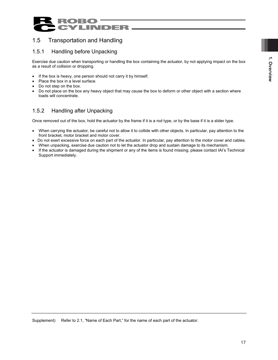5 transportation and handling | IAI America ERC2 User Manual | Page 31 / 188