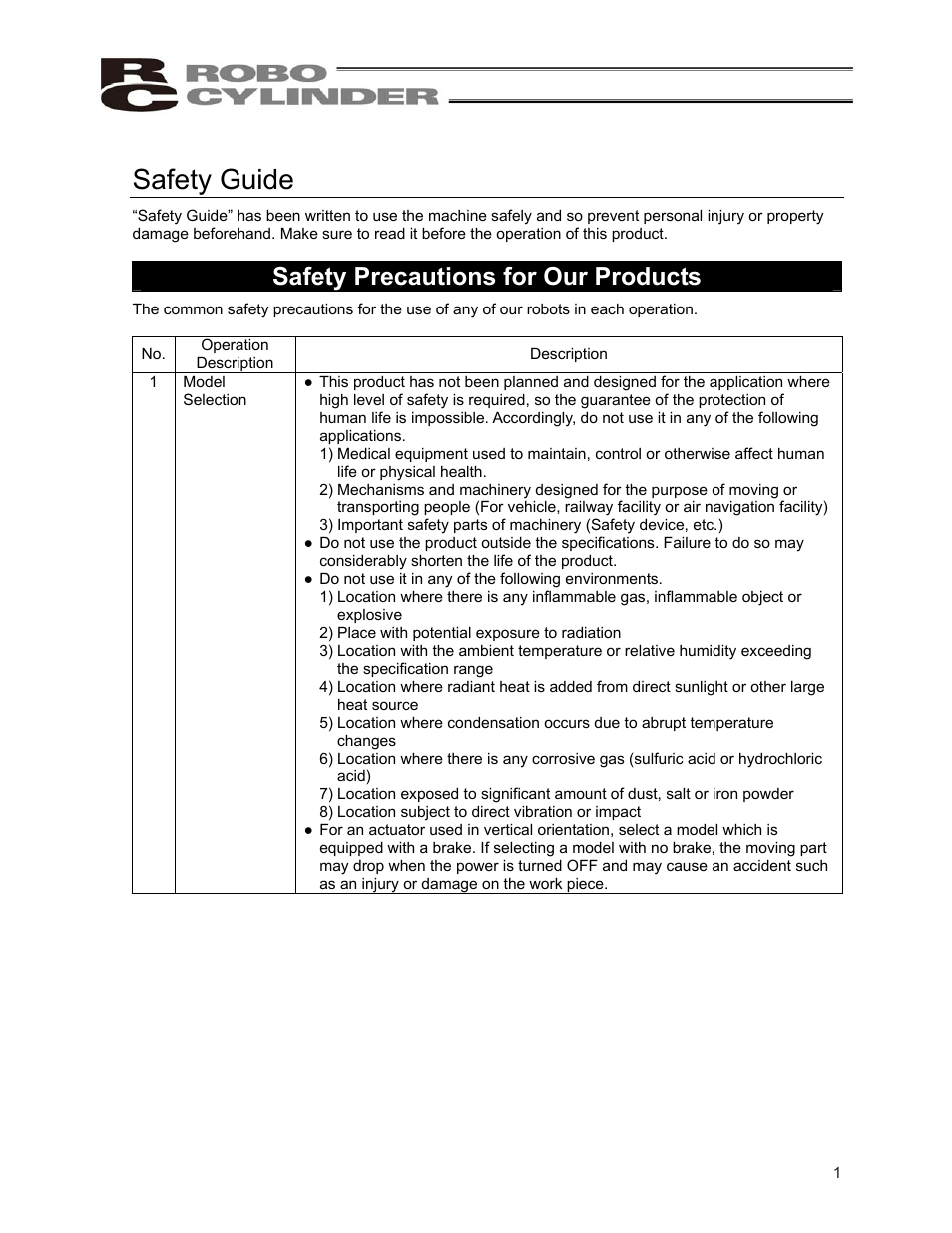 Safety guide, Safety precautions for our products | IAI America ERC2 User Manual | Page 11 / 138