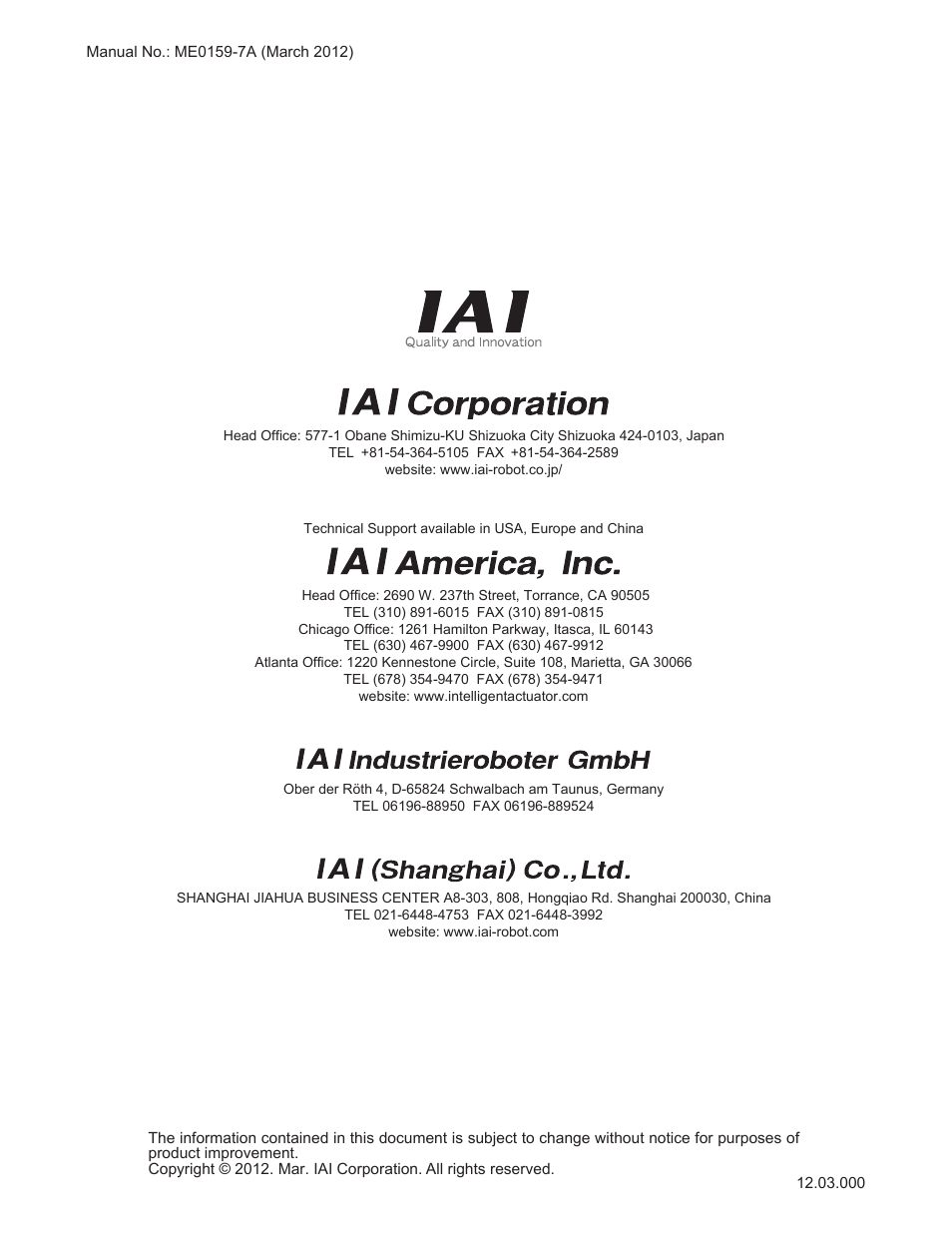 IAI America ERC2 User Manual | Page 138 / 138