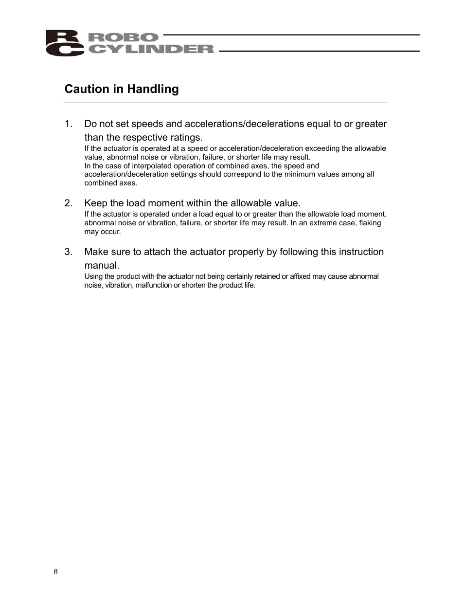 Caution in handling | IAI America ERC2 User Manual | Page 18 / 138