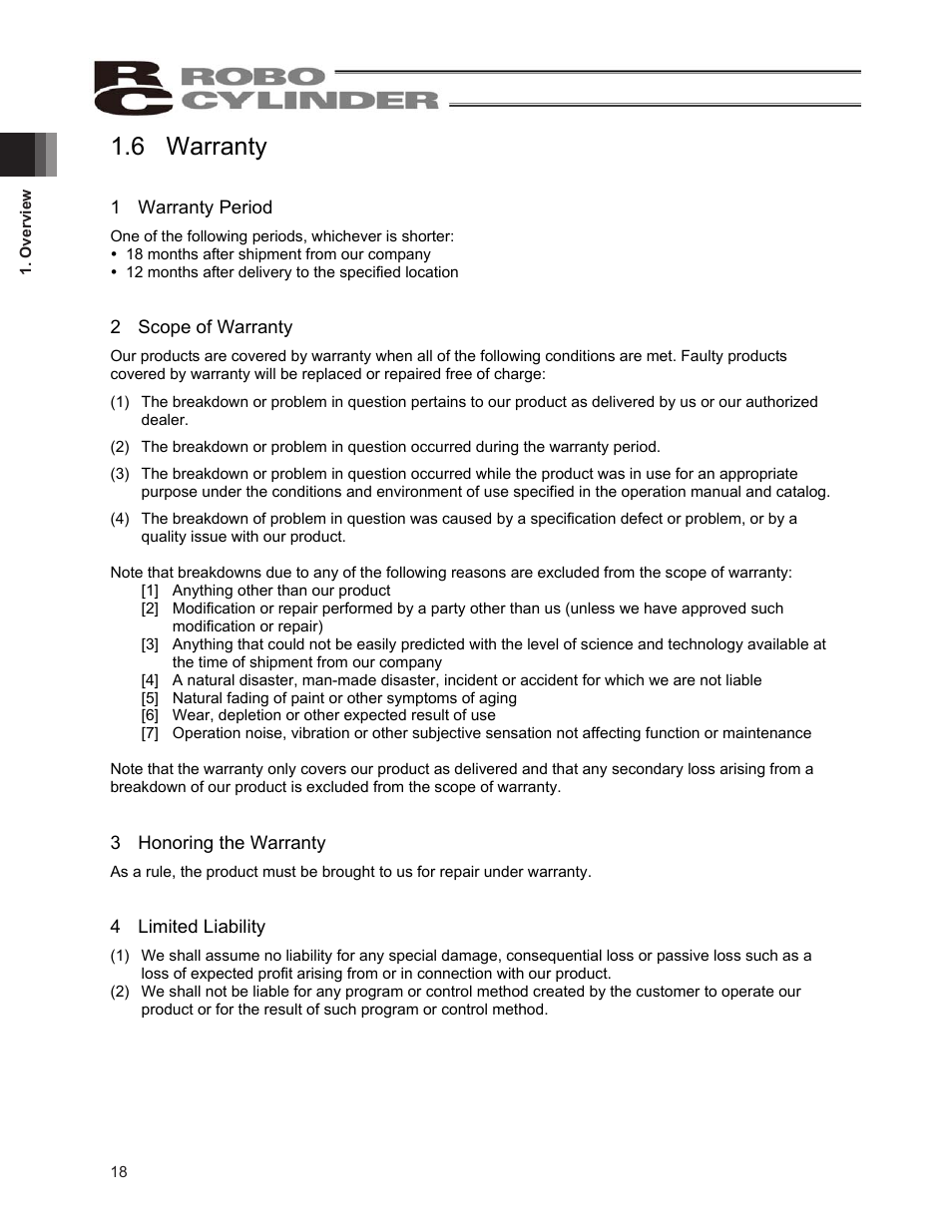 6 warranty, 6 warranty period and scope of warranty | IAI America ERC2 User Manual | Page 28 / 138