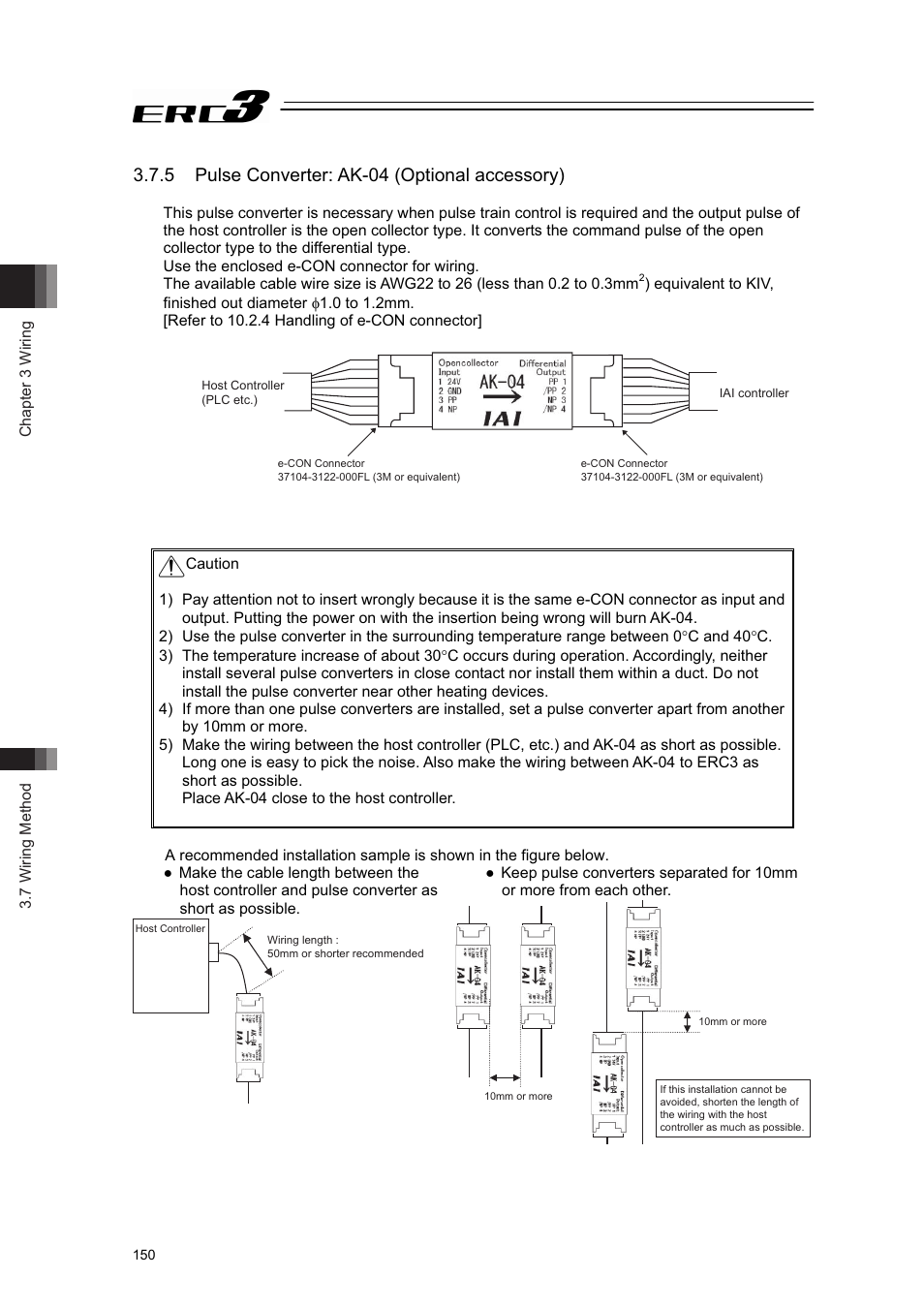 5 pulse converter: ak-04 (optional accessory) | IAI America ERC3 User Manual | Page 160 / 438