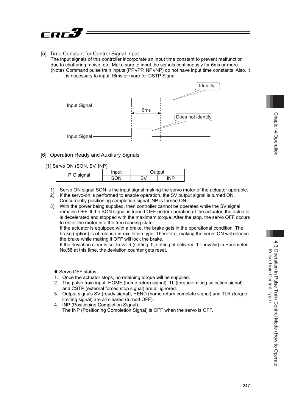 5] time constant for control signal inp, 6] operation ready and auxiliary signals | IAI America ERC3 User Manual | Page 257 / 438