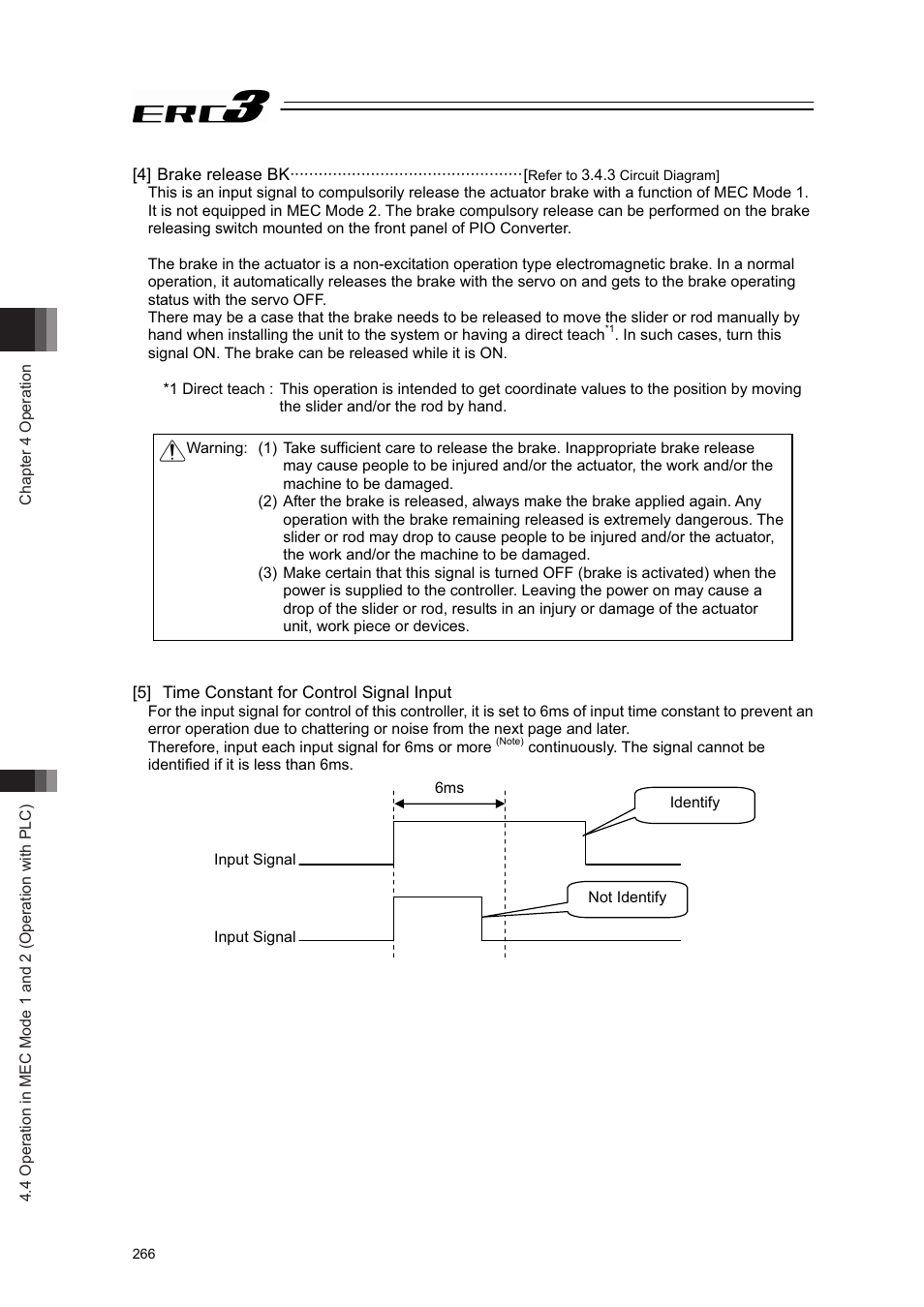 4] brake release bk, 5] time constant for control signal input | IAI America ERC3 User Manual | Page 276 / 438