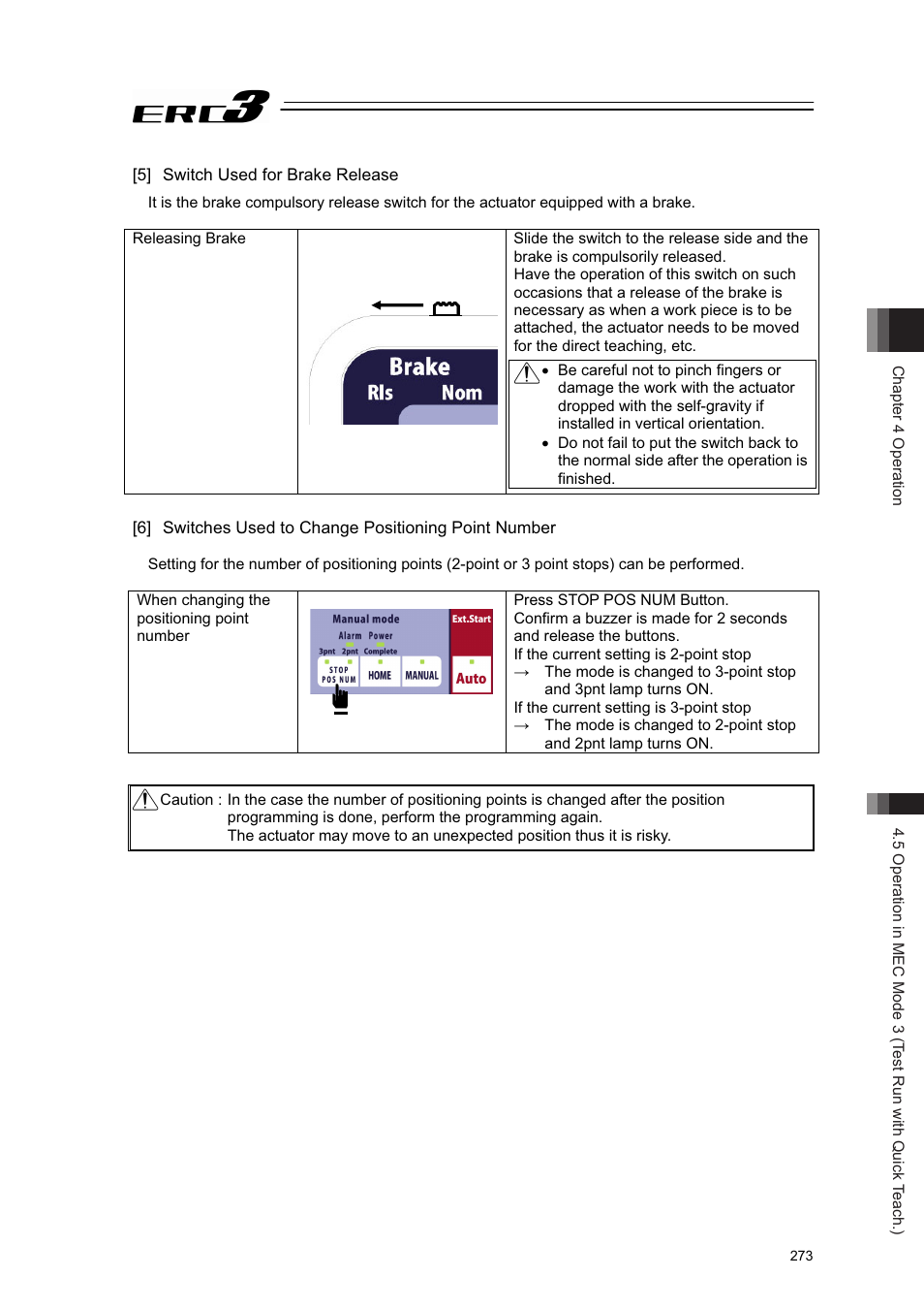 5] switch used for brake release | IAI America ERC3 User Manual | Page 283 / 438