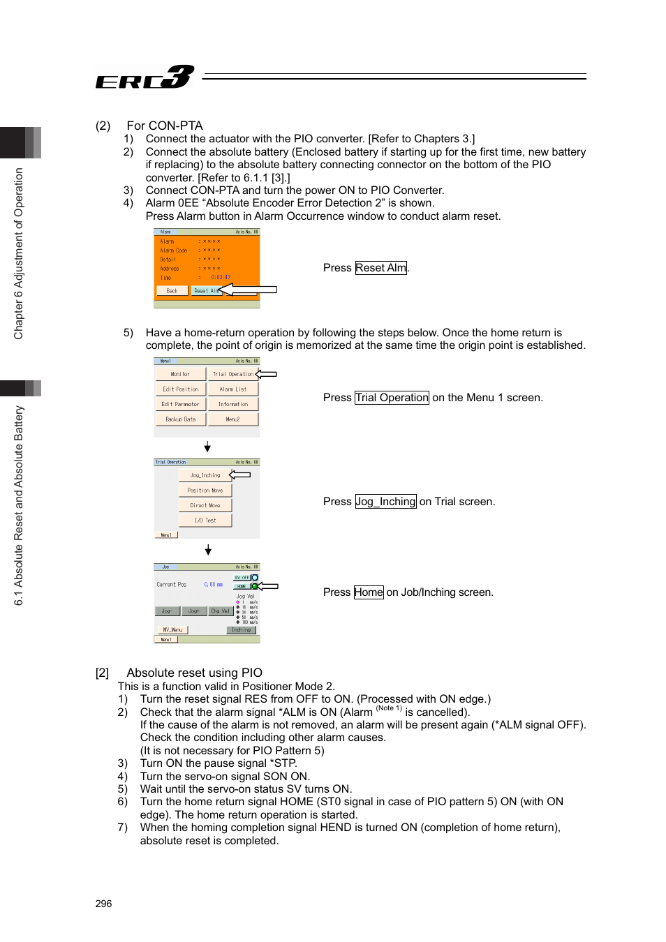 2] absolute reset using pio | IAI America ERC3 User Manual | Page 306 / 438