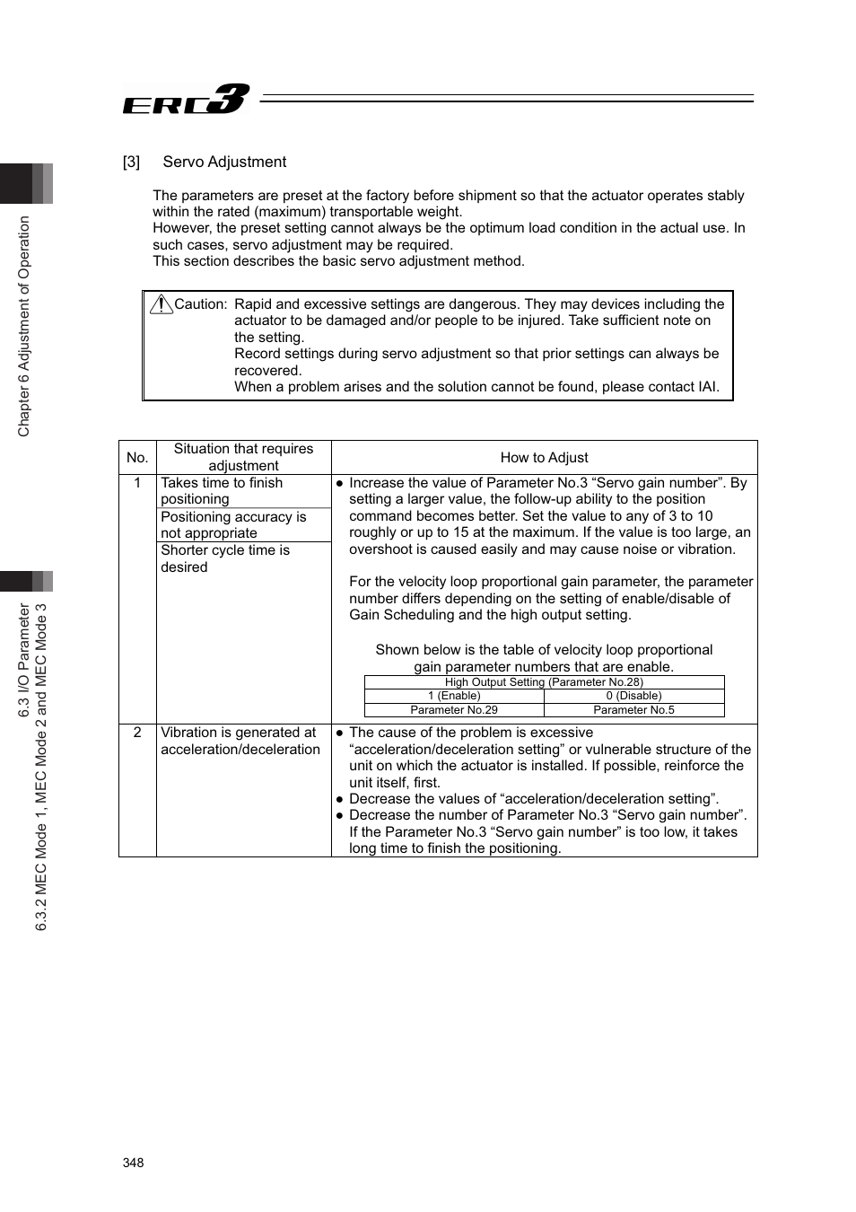 3] servo adjustment | IAI America ERC3 User Manual | Page 358 / 438