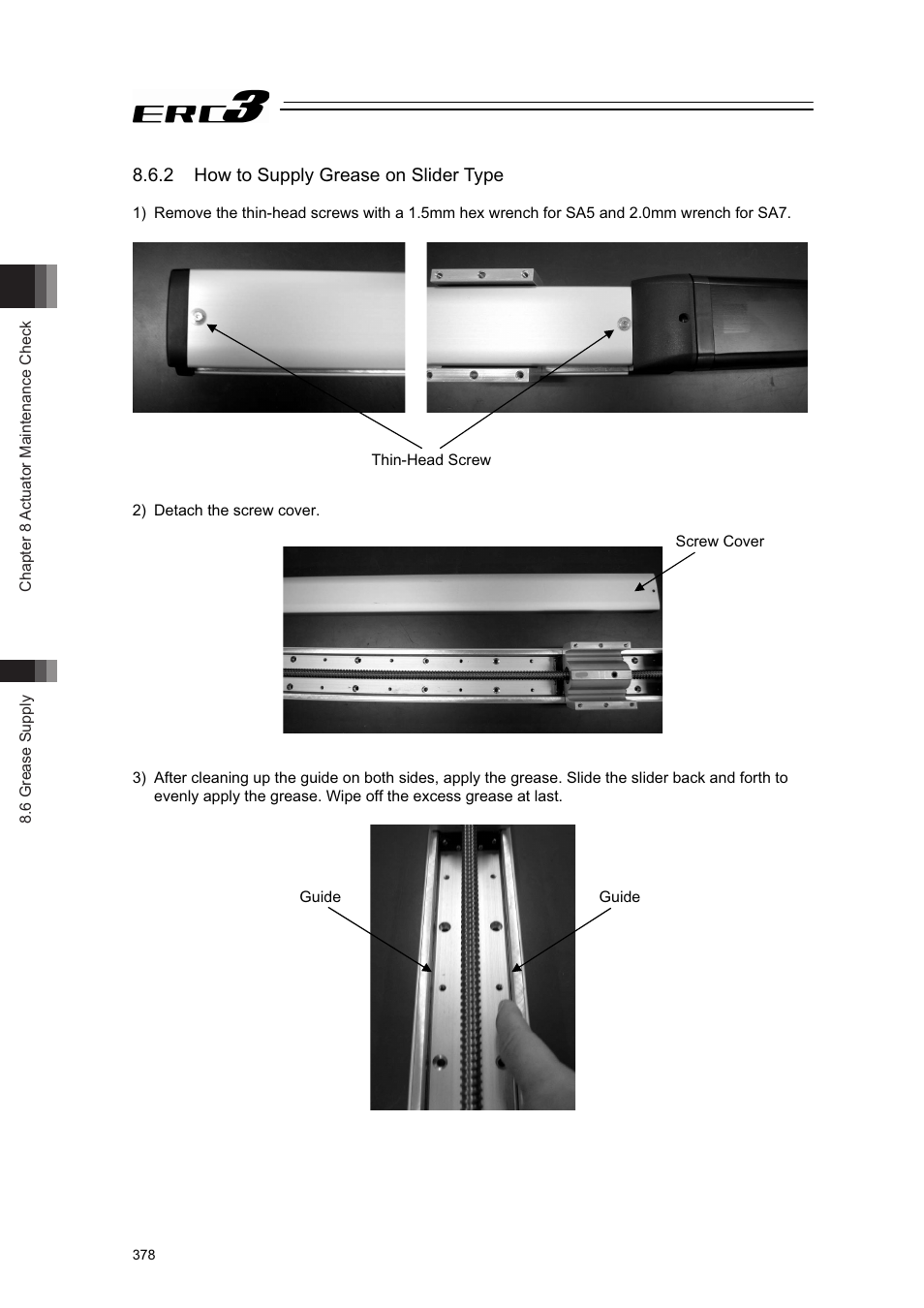 2 how to supply grease on slider type | IAI America ERC3 User Manual | Page 388 / 438