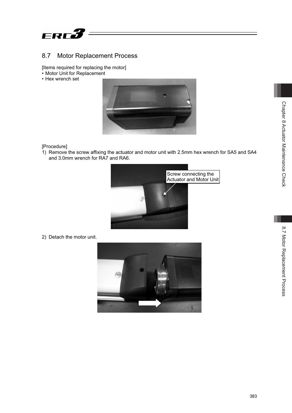 7 motor replacement process | IAI America ERC3 User Manual | Page 393 / 438