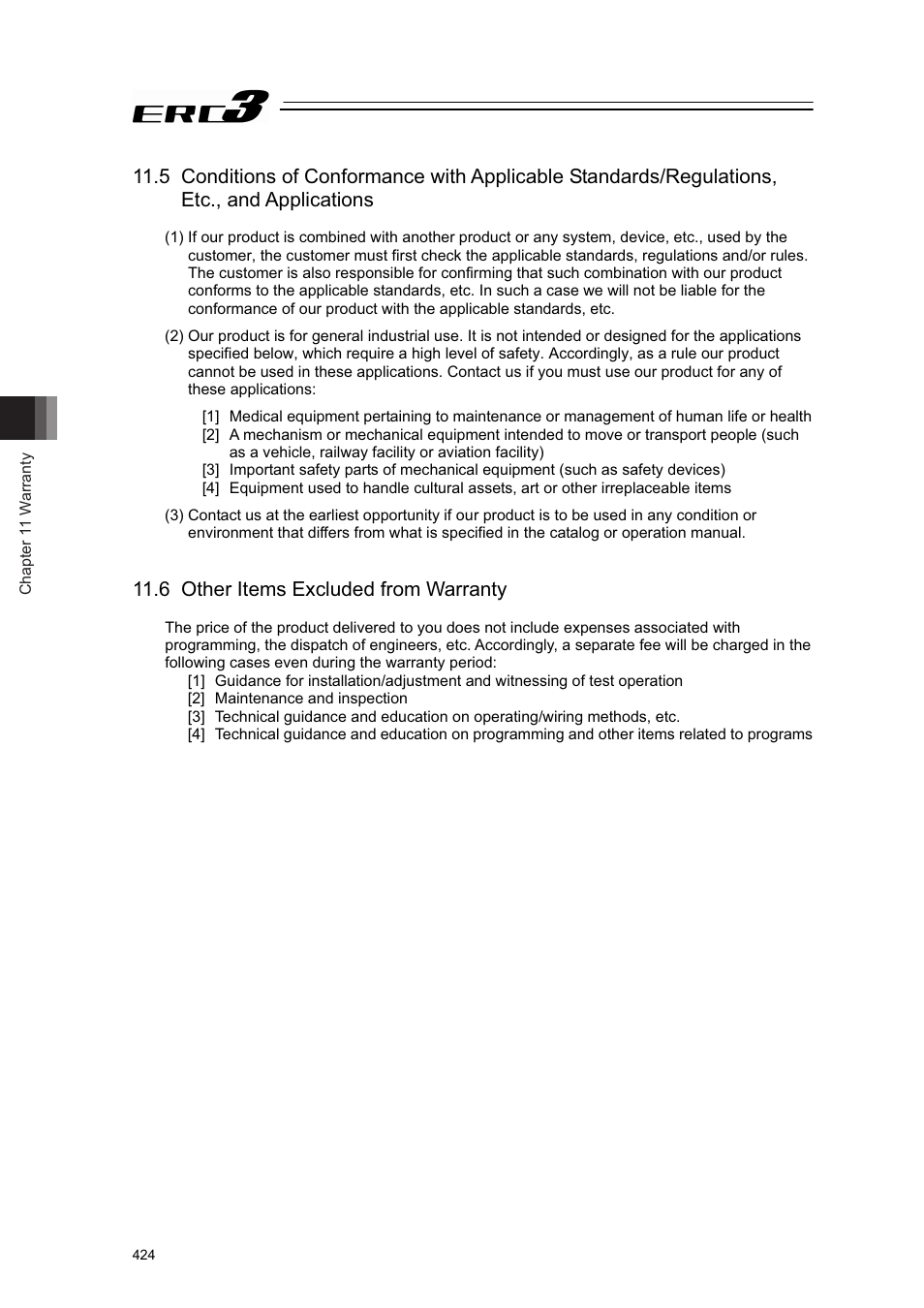 6 other items excluded from warranty | IAI America ERC3 User Manual | Page 434 / 438