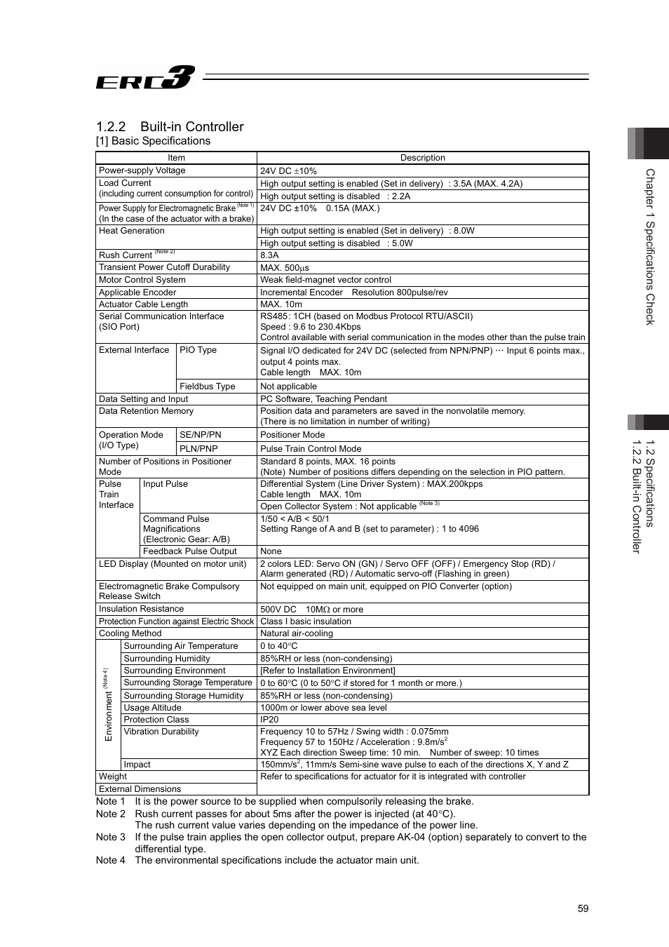 2 built-in controller, 1] basic specifications | IAI America ERC3 User Manual | Page 69 / 438