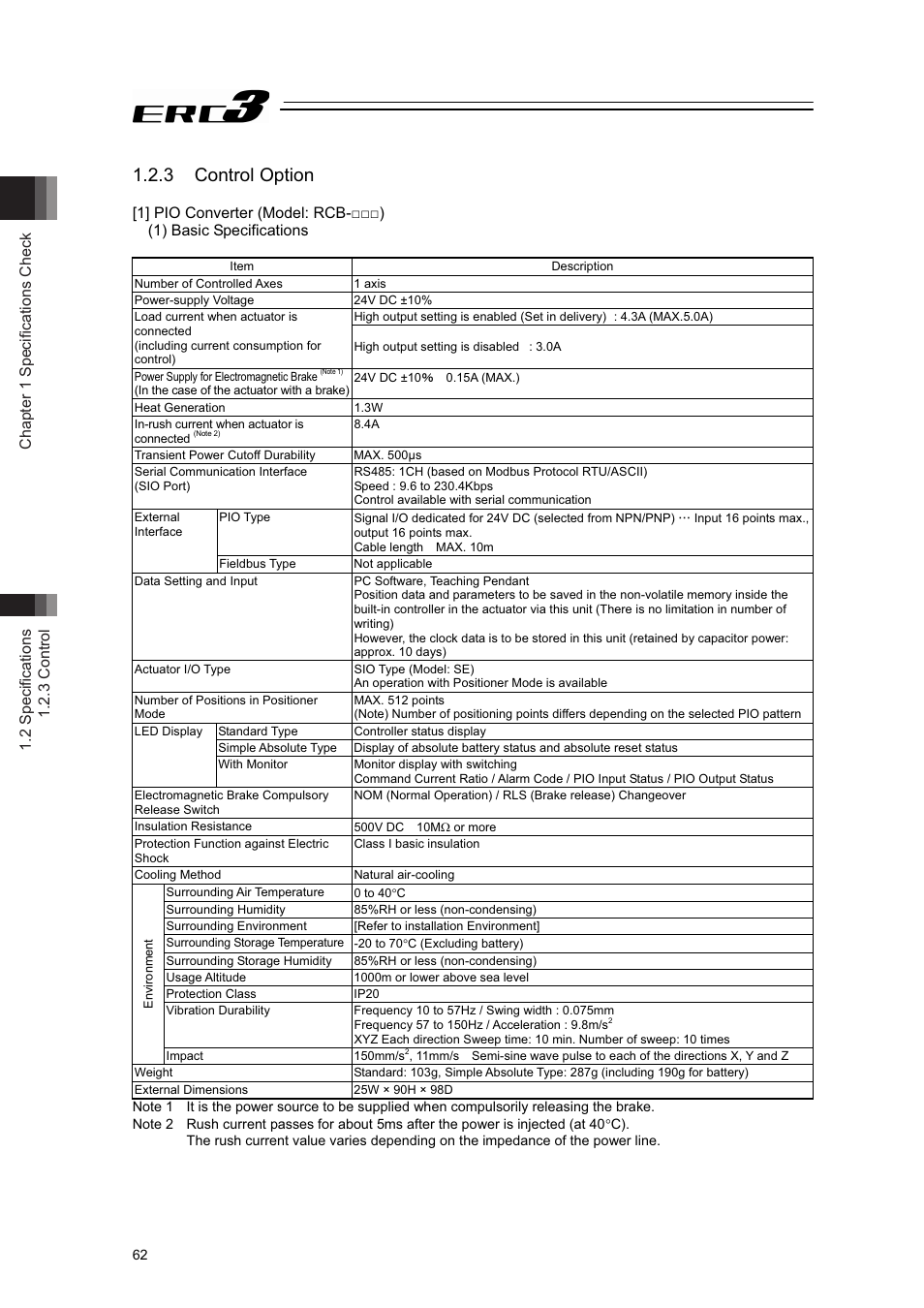 3 control option, 1] pio converter (model: rcb-) | IAI America ERC3 User Manual | Page 72 / 438