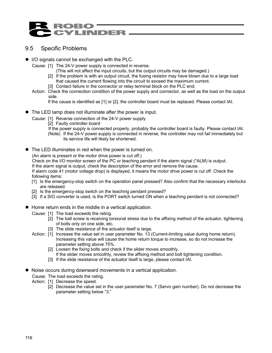 5 specific problems | IAI America ERC User Manual | Page 136 / 153