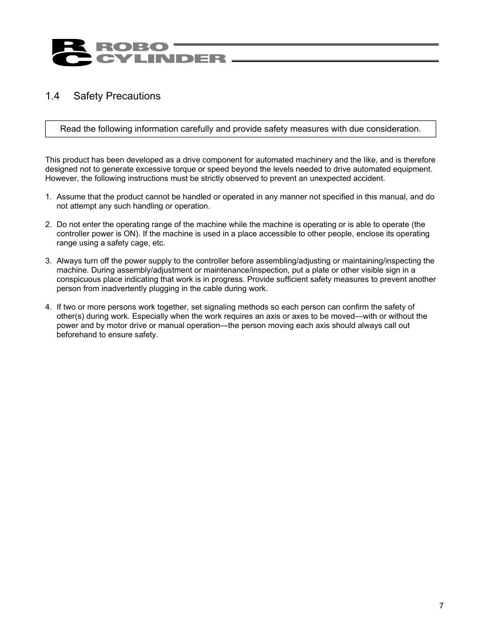 4 safety precautions | IAI America ERC User Manual | Page 27 / 153