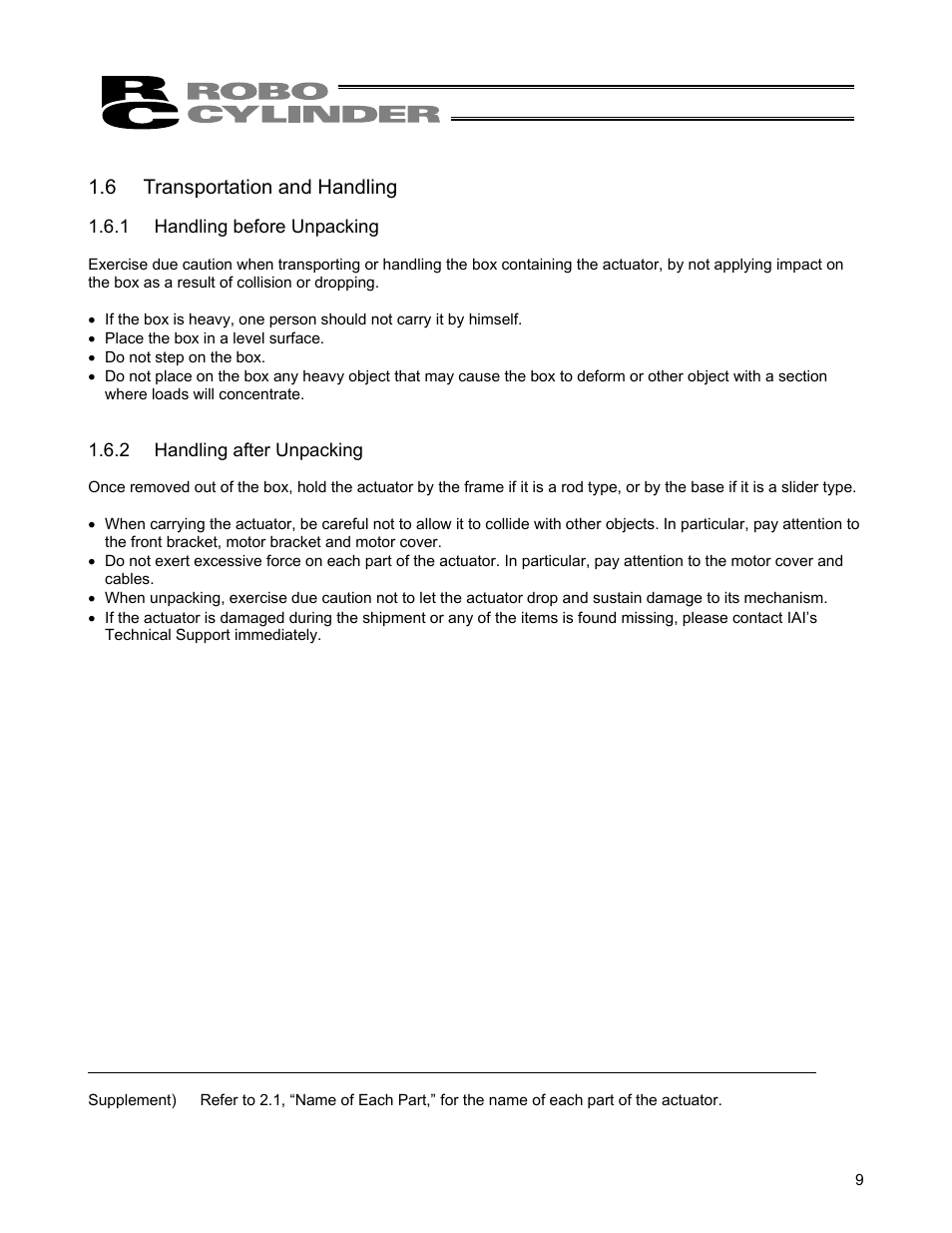 6 transportation and handling | IAI America ERC User Manual | Page 29 / 153