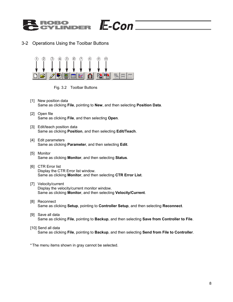 2 operations using the toolbar buttons | IAI America RCB-101-MW User Manual | Page 13 / 38