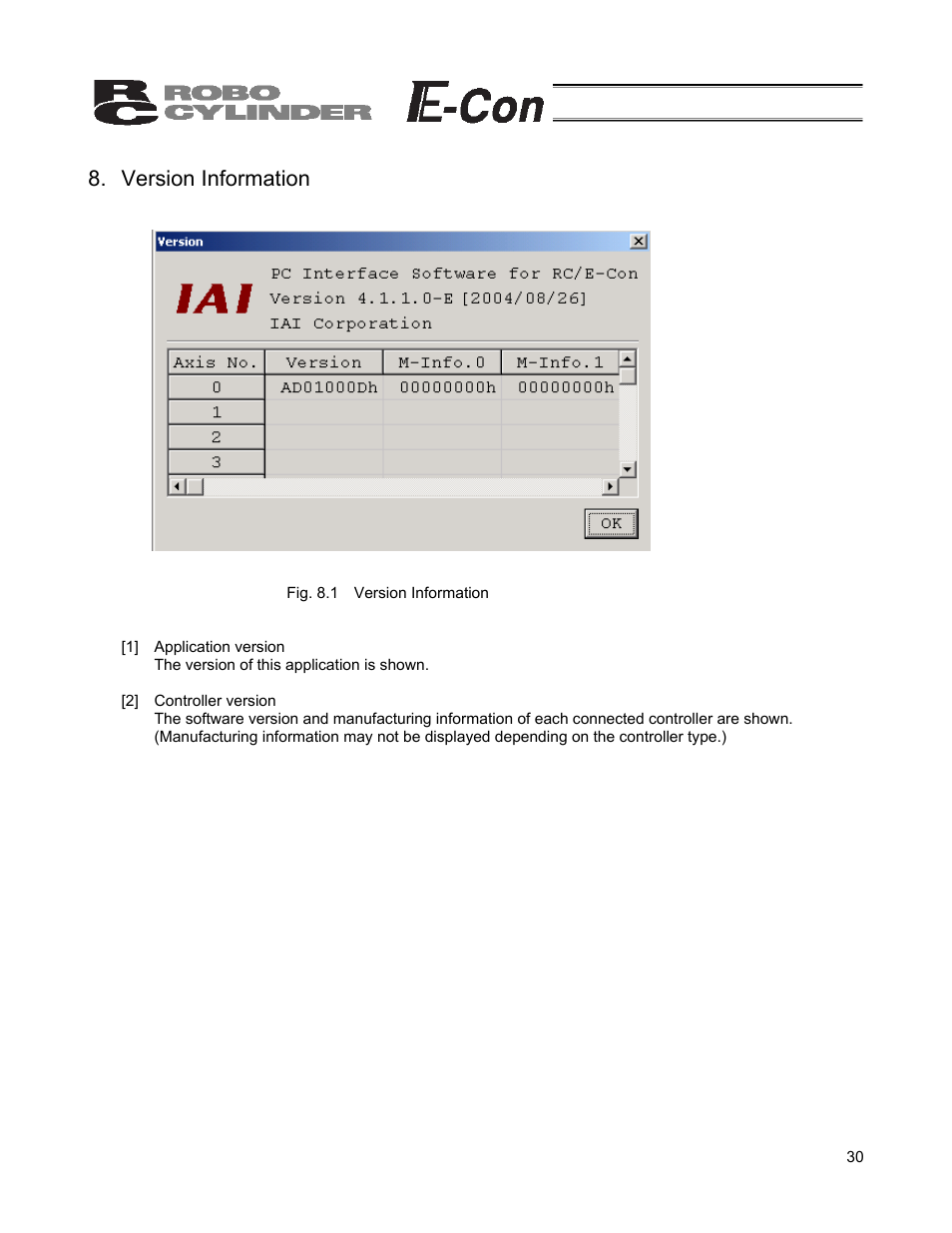 Version information | IAI America RCB-101-MW User Manual | Page 35 / 38