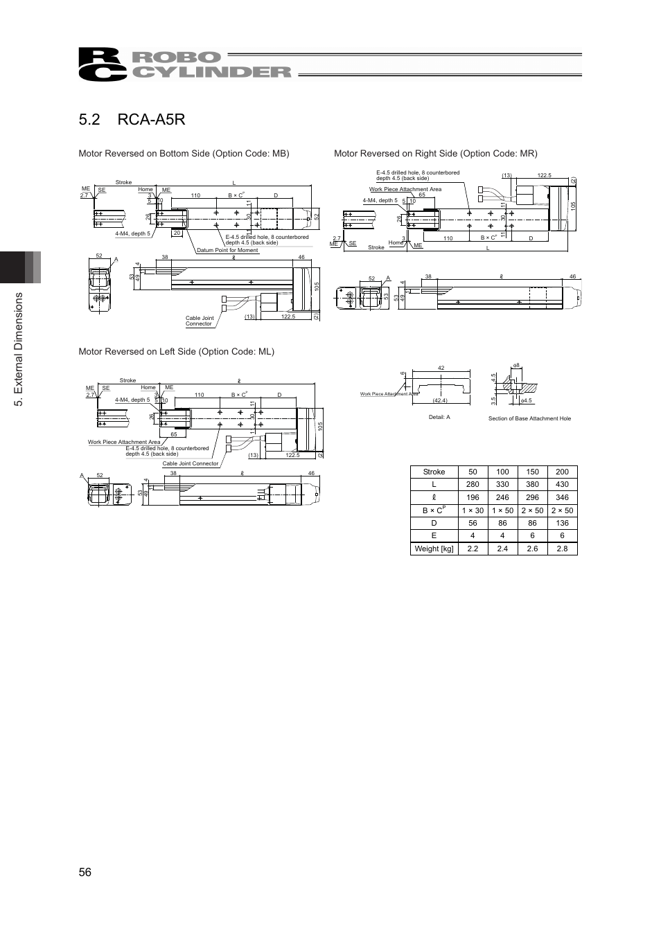 2 rca-a5r, External dimensions 56 | IAI America RCS2-A6R User Manual | Page 62 / 72