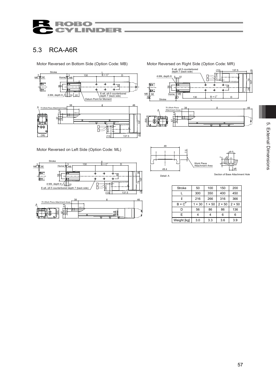 3 rca-a6r, External dimensions 57 | IAI America RCS2-A6R User Manual | Page 63 / 72