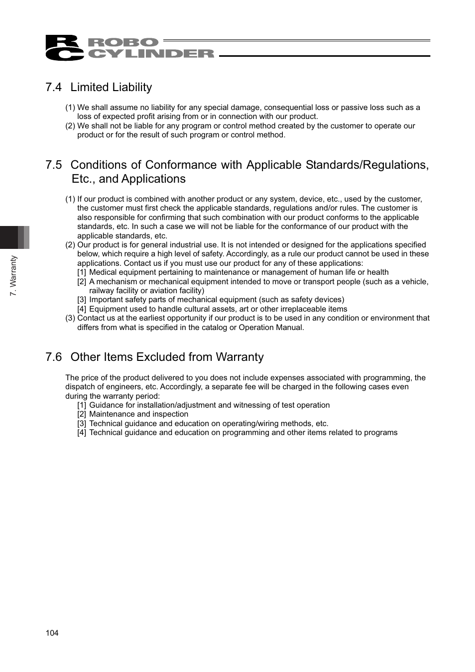 4 limited liability, 6 other items excluded from warranty | IAI America RCAW User Manual | Page 110 / 114