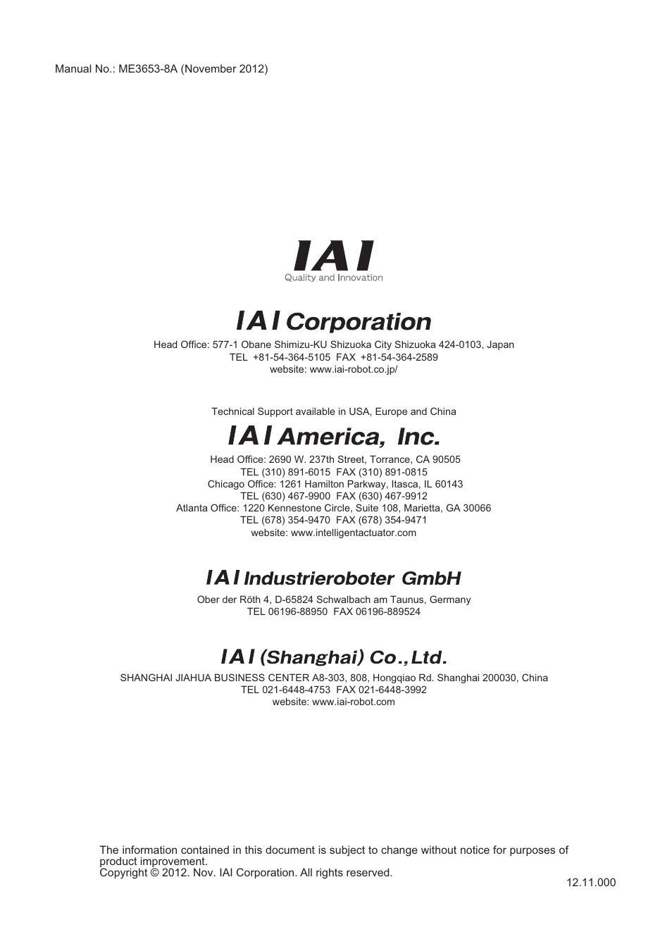 IAI America RCAW User Manual | Page 114 / 114