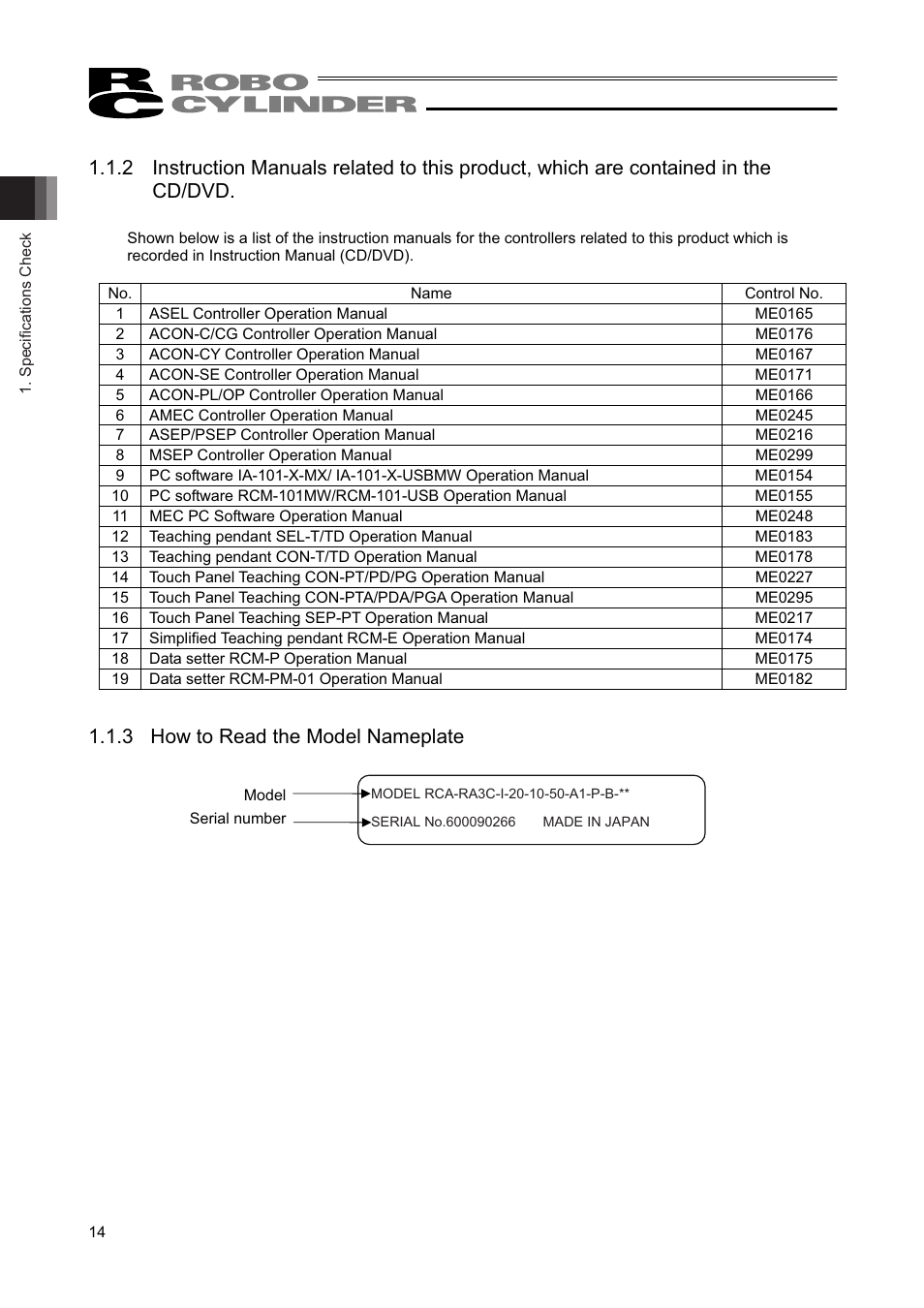 3 how to read the model nameplate | IAI America RCAW User Manual | Page 20 / 114
