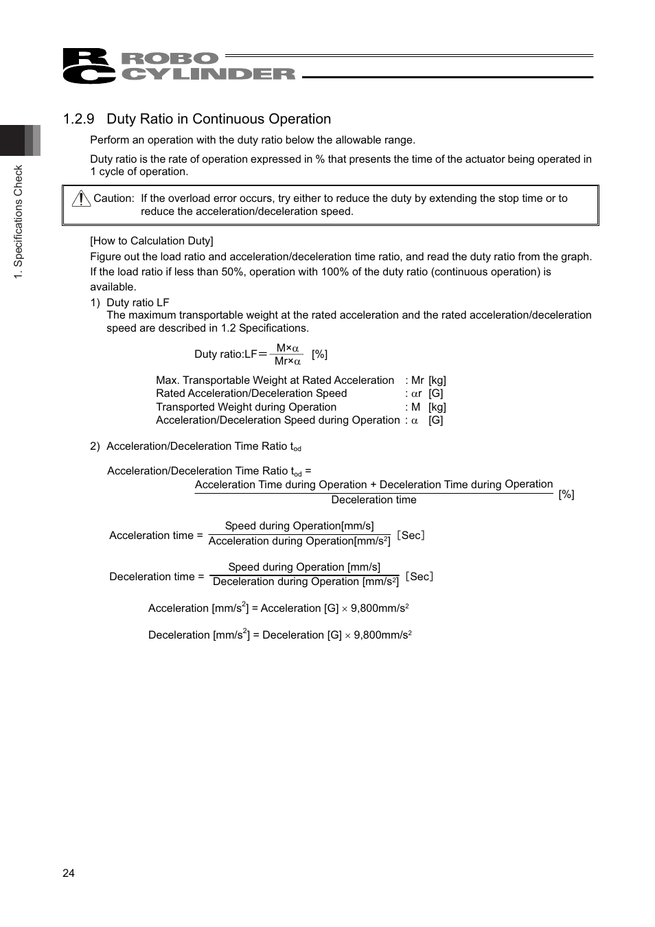 9 duty ratio in continuous operation | IAI America RCAW User Manual | Page 30 / 114