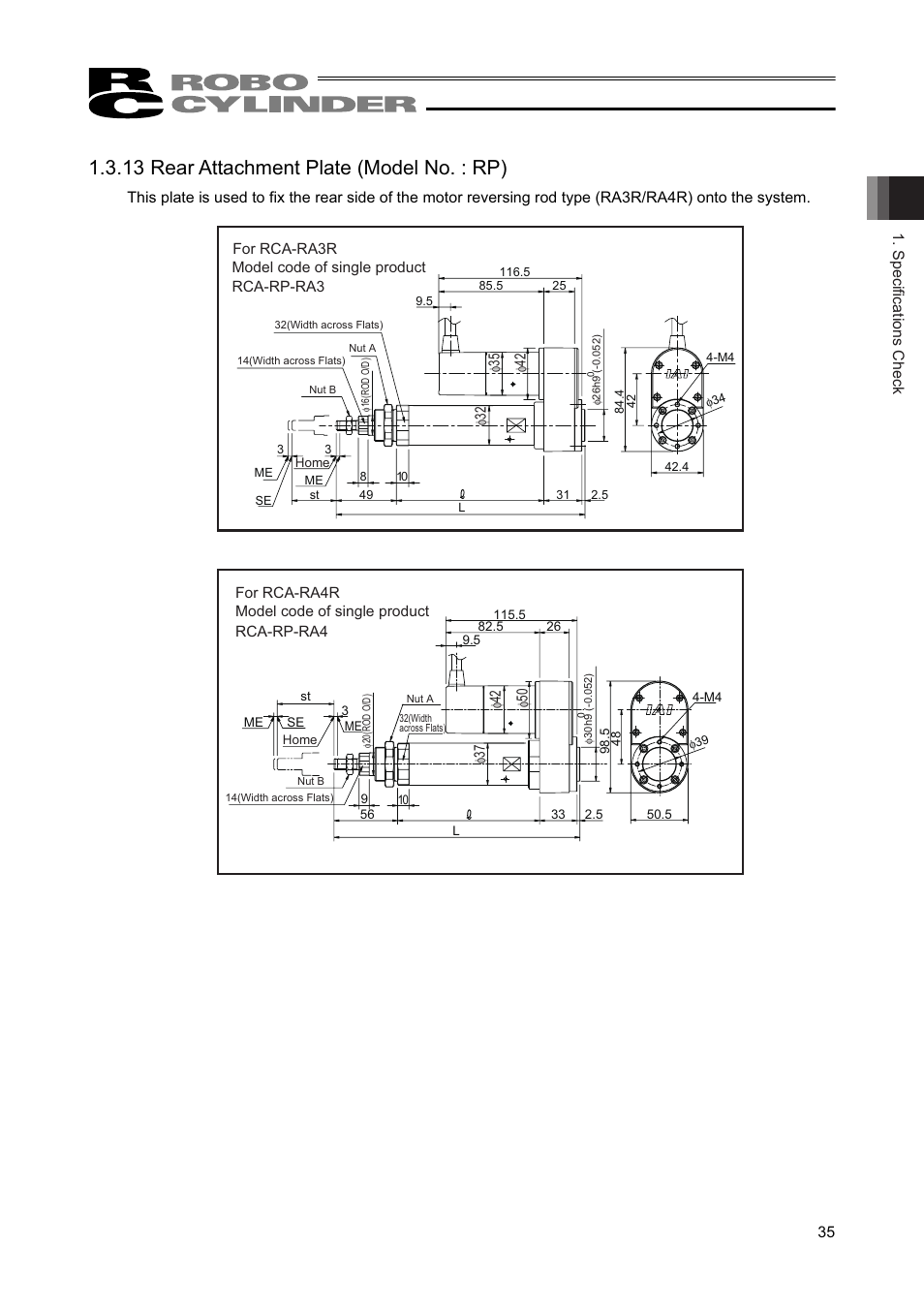 13 rear attachment plate (model no. : rp) | IAI America RCAW User Manual | Page 41 / 114