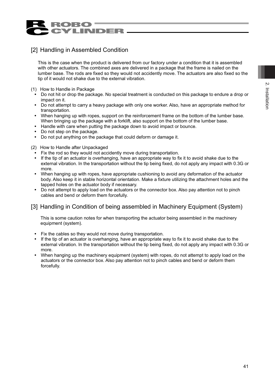 2] handling in assembled condition | IAI America RCAW User Manual | Page 47 / 114
