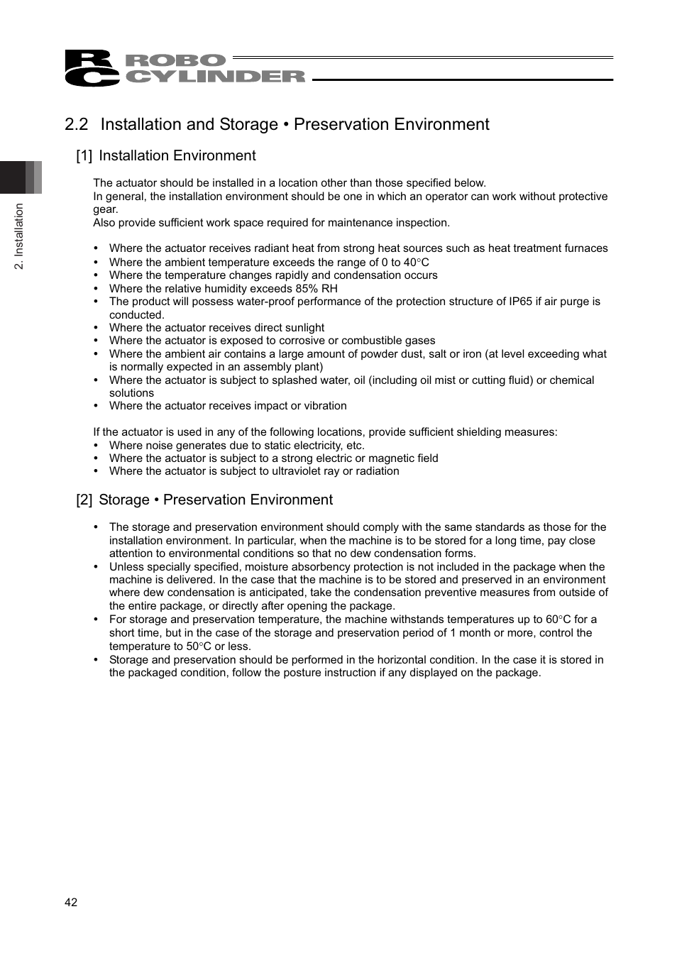 1] installation environment, 2] storage • preservation environment | IAI America RCAW User Manual | Page 48 / 114