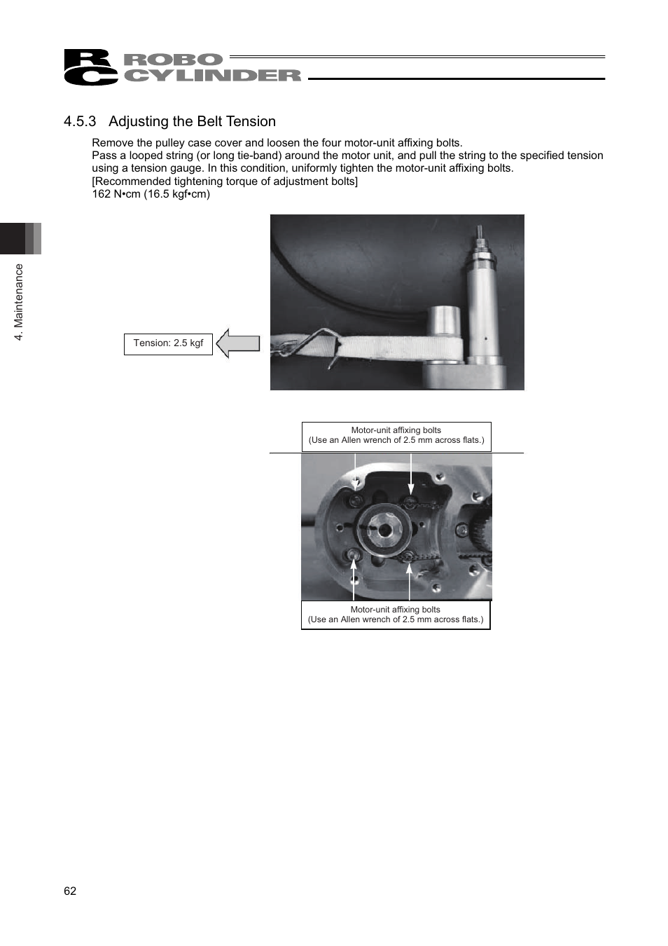 3 adjusting the belt tension | IAI America RCAW User Manual | Page 68 / 114