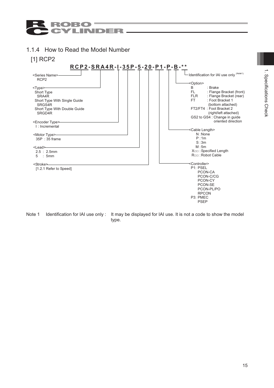 4 how to read the model number [1] rcp2 | IAI America RCP2-SRGD4R User Manual | Page 21 / 56