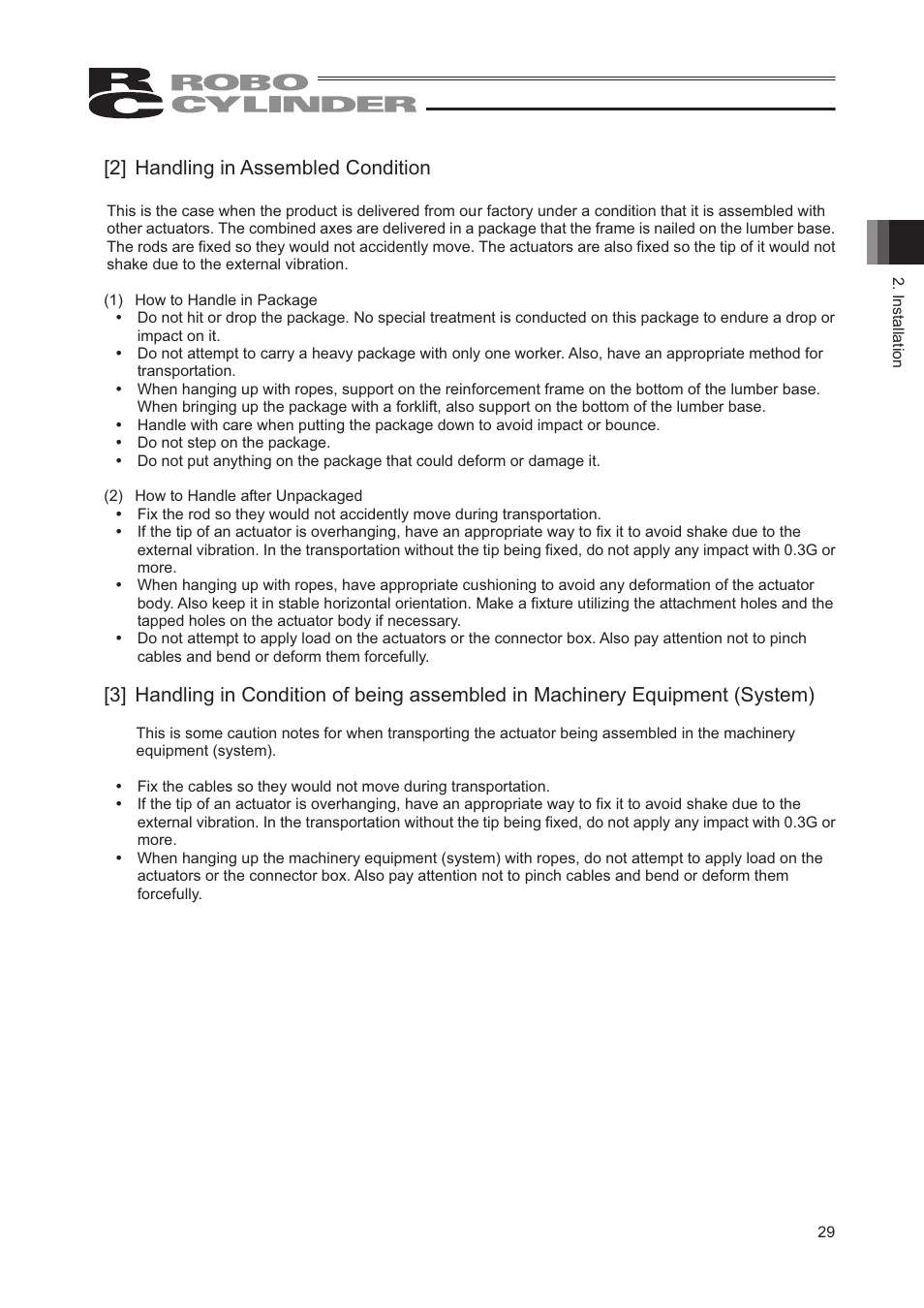 2] handling in assembled condition | IAI America RCP2-SRGD4R User Manual | Page 35 / 56