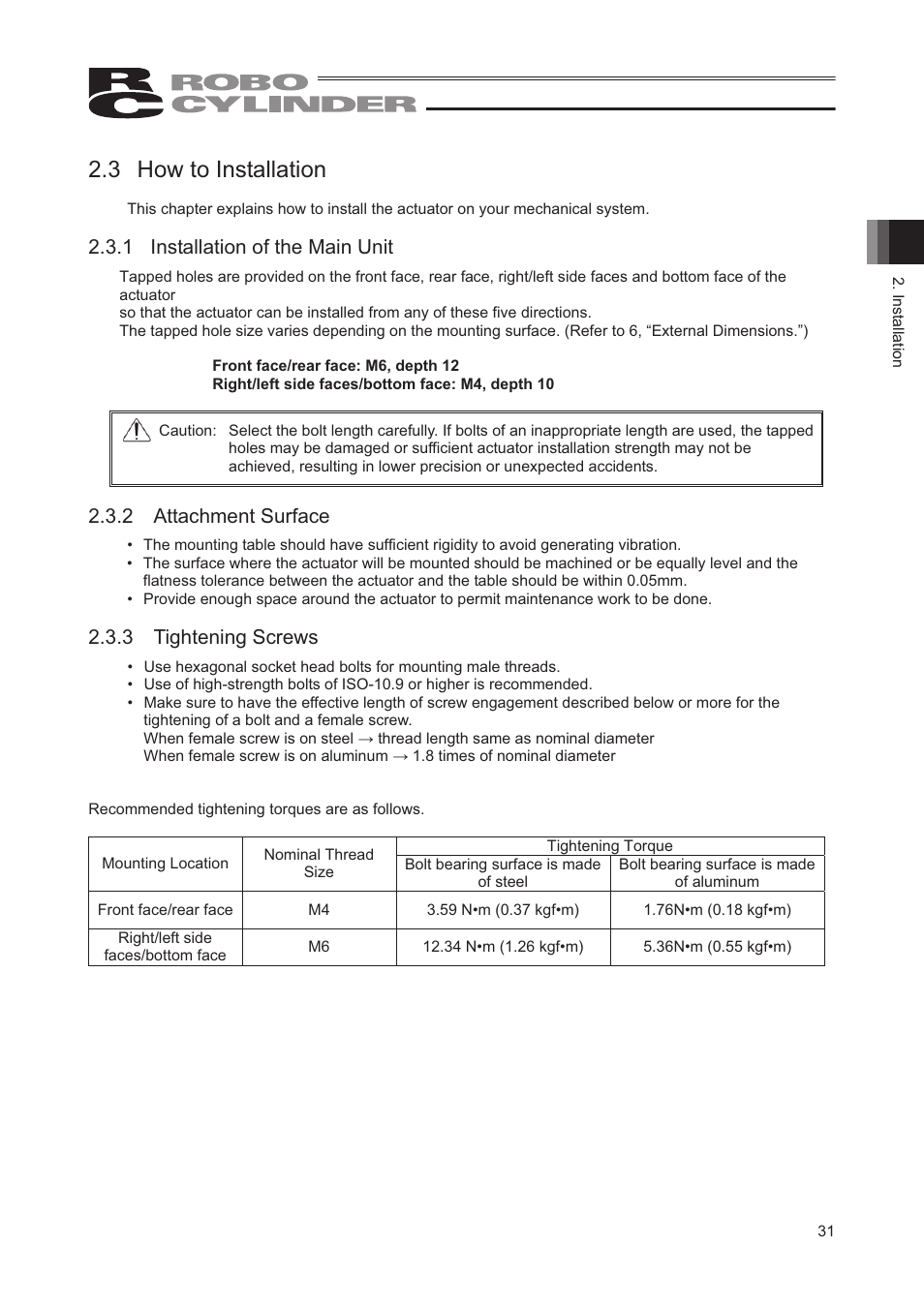 3 how to installation, 1 installation of the main unit, 2 attachment surface | 3 tightening screws | IAI America RCP2-SRGD4R User Manual | Page 37 / 56