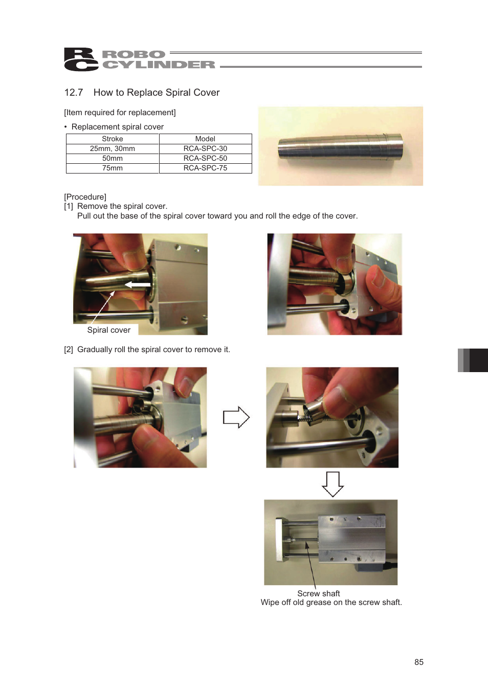 7 how to replace spiral cover | IAI America RCA2-SD4N User Manual | Page 93 / 100