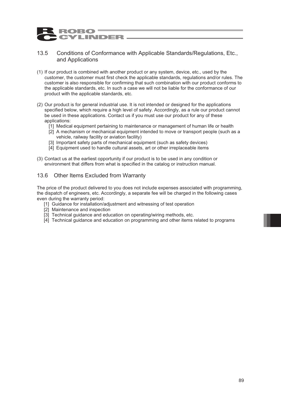 6 other items excluded from warranty | IAI America RCA2-SD4N User Manual | Page 97 / 100