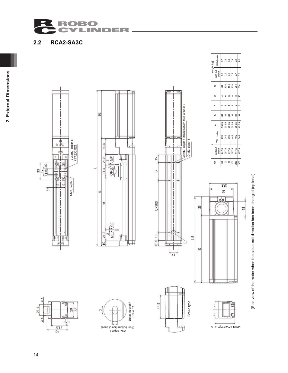 2 rca2-sa3c, 14 2. external dimensions | IAI America RCA2-SA6R User Manual | Page 22 / 92