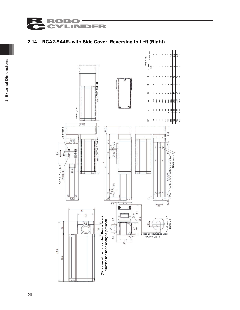 26 2. external dimensions | IAI America RCA2-SA6R User Manual | Page 34 / 92