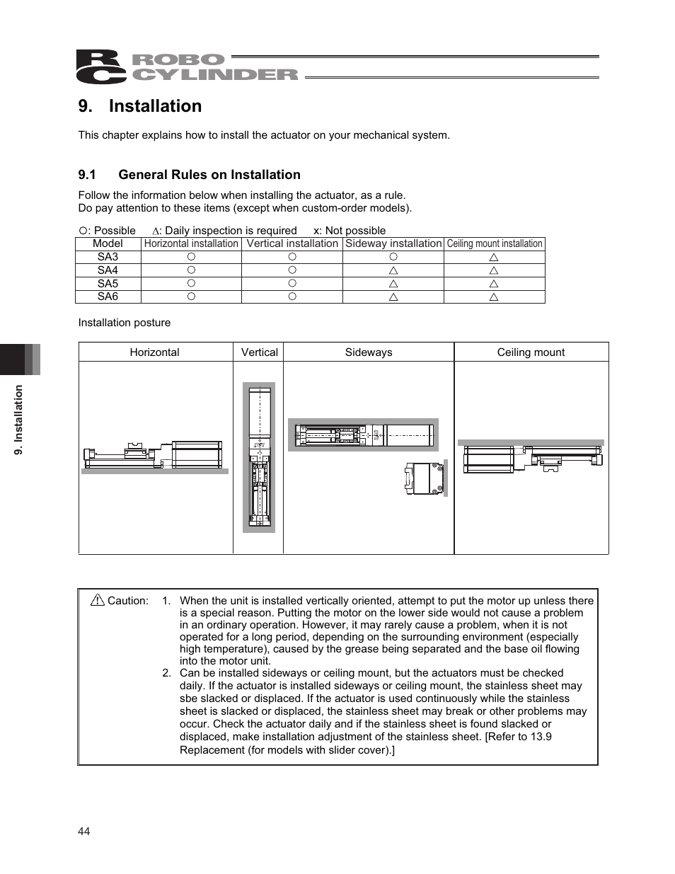 Installation, 1 general rules on installation | IAI America RCA2-SA6R User Manual | Page 52 / 92