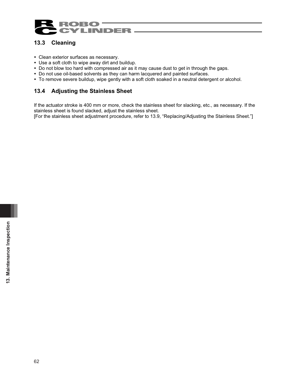 3 cleaning, 4 adjusting the stainless sheet | IAI America RCA2-SA6R User Manual | Page 70 / 92