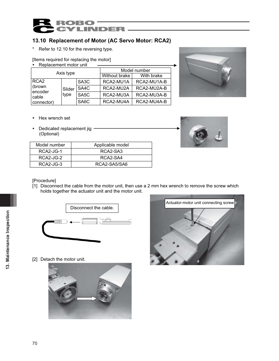 10 replacement of motor (ac servo motor: rca2) | IAI America RCA2-SA6R User Manual | Page 78 / 92