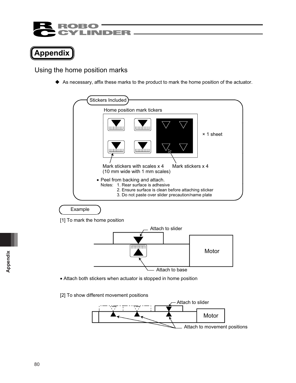 Appendix, Using the home position marks | IAI America RCA2-SA6R User Manual | Page 88 / 92