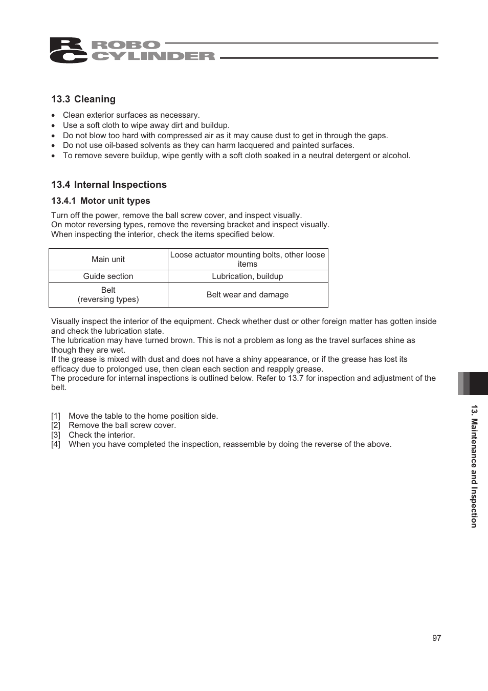 3 cleaning, 4 internal inspections | IAI America RCA2-TW4N User Manual | Page 105 / 134