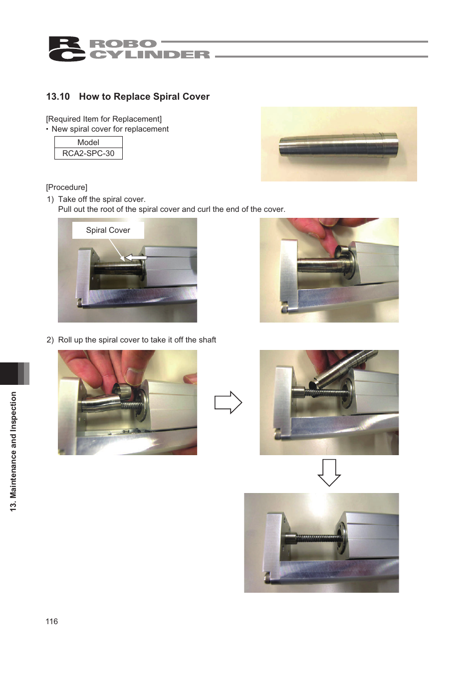 10 how to replace spiral cover | IAI America RCA2-TW4N User Manual | Page 124 / 134