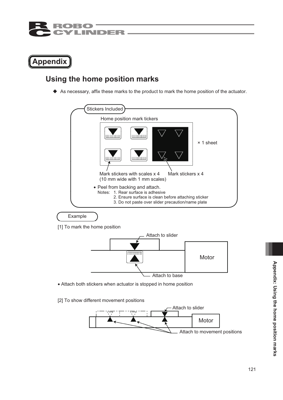 Appendix, Appendix using the home position marks | IAI America RCA2-TW4N User Manual | Page 129 / 134